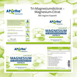 MAGNESIUM CITRATE Tri-magnesium dicitrate vegan caps. 360 pcs