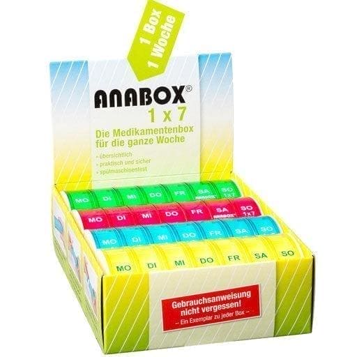 ANABOX 1x7 colored, anabox weekly pill organiser UK