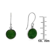 7 1/2 TGW Cabochon Cut Green Jade Earrings In Sterling Silver UK