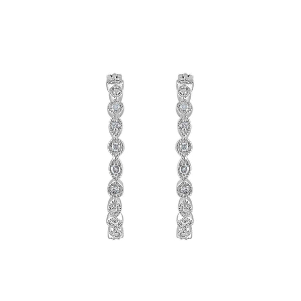 925 Sterling Silver 1/10 ct T.W. Hoop Earring (I-J, I2-I3) UK