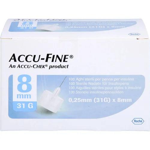 ACCU FINE sterile needles for insulin pens 8 mm 31 G UK