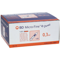 Insulin syringes, BD MICRO-FINE+ insulin syringe 0.3 ml U100 0.3x8 mm