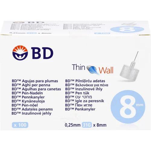 BD THIN Wall Pen Needles 0.25 31Gx8mm UK