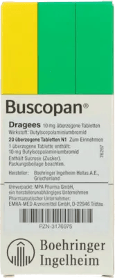 Butylscopolamine bromide, BUSCOPAN Dragees coated tablets UK