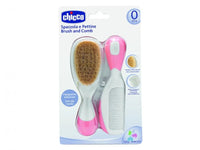 Chicco set brush with natural bristles + pink comb 0 m+