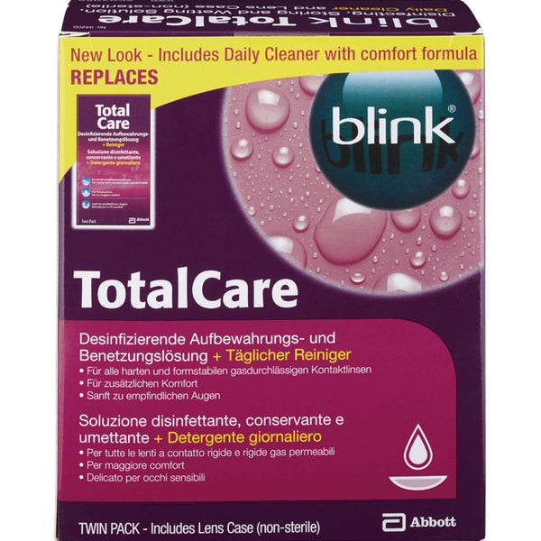 Contact lens cleaning solution, BLINK TotalCare daily cleaner Twin Pack