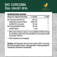 Curcumin and piperine, turmeric curcumin, CURCUMA 3000 organic capsules
