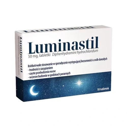 Diphenhydramine hydrochloride, Luminastil 50mg x 10 tablets UK