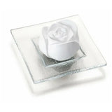Fragrance stone rose blossom glass plate transparent 1 pc.