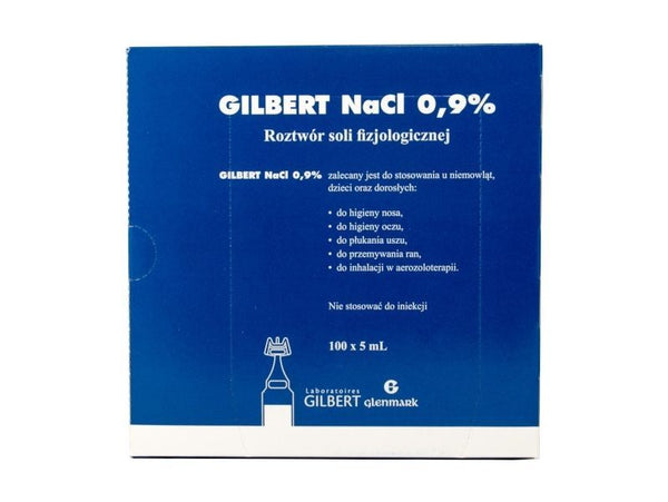 Gilbert NaCl 0.9% 100 x 5ml ampoules, treatment of ear, eye and nose
