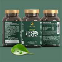 Ginko biloba leaf extract, panax ginseng root extract, B12