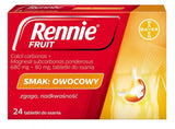 Heartburn, feeling of fullness, nausea, belching, indigestion, flatulence, RENNIE Fruit