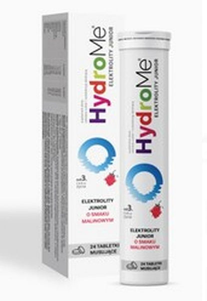 HydroMe Electrolytes Junior raspberry flavor 24 effervescent tablets
