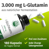 L-Glutamine 3000 mg vegan capsules 180 pieces