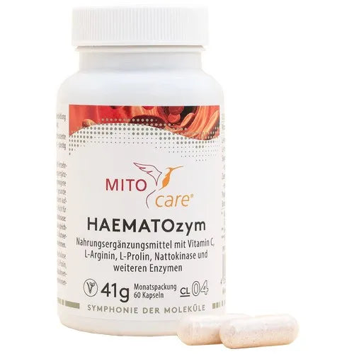 L-arginine, L-proline, enzymes nattokinase, bromelain, papain, SOD, HAEMATOZYM capsules