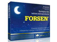 L-theanine, L-tryptophan, oat extract, lemon balm leaf extract (Melissa officinalis L.), hop cone extract  OLIMP Forsen