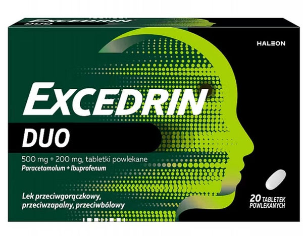 Migraines, headaches, backache, period pain, toothache, rheumatic and muscle pain, Excedrin Duo
