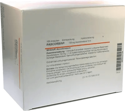 PASCORBIN 750 mg ascorbic acid 5ml injection Vitamin C UK