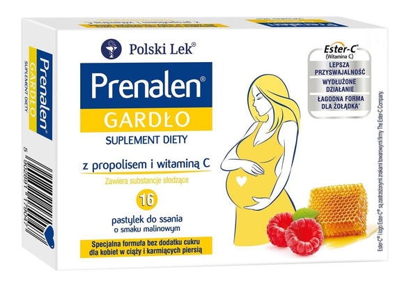Prenalen Throat raspberry flavor with propolis and vitamin C 16 lozenges