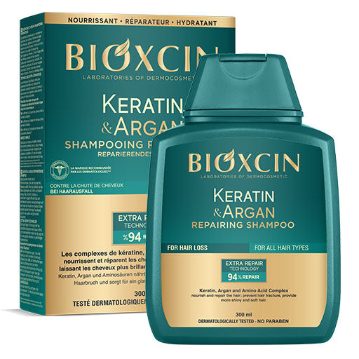Repair of damaged hair, BIOXCIN Repairing Shampoo Keratin & Argan