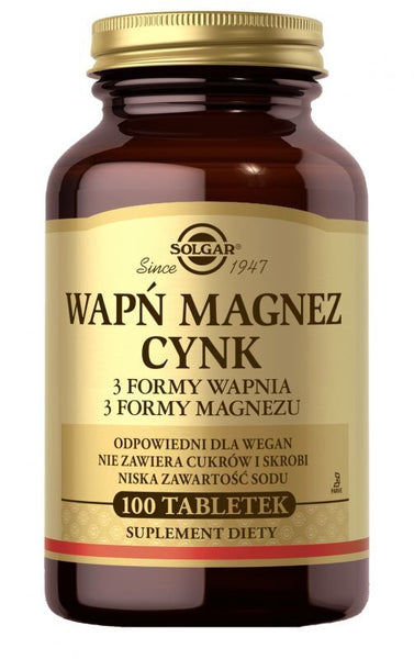 Solgar Calcium, Magnesium plus Zinc x 100 tablets