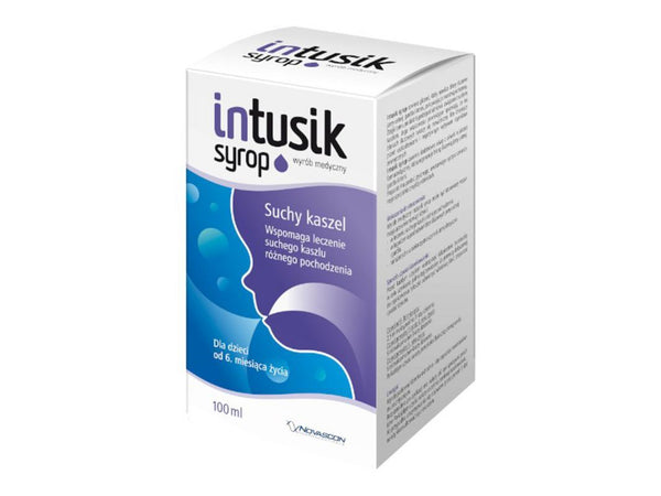Treatment of throat irritation associated with dry cough, Intusik syrup