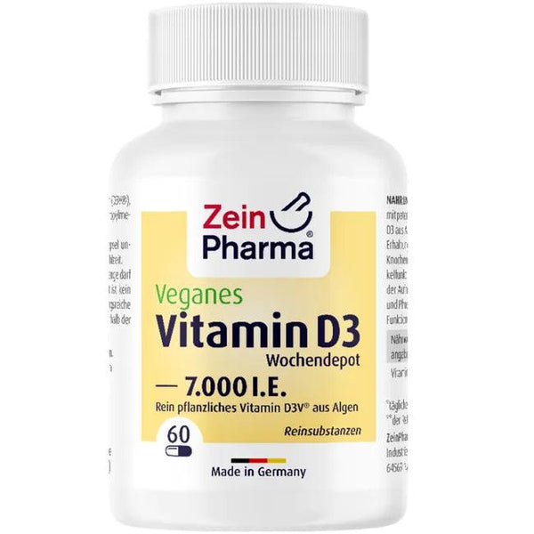 VEGAN Vitamin D3 7000 IU, colecalciferol from algae, weekly depot capsules UK