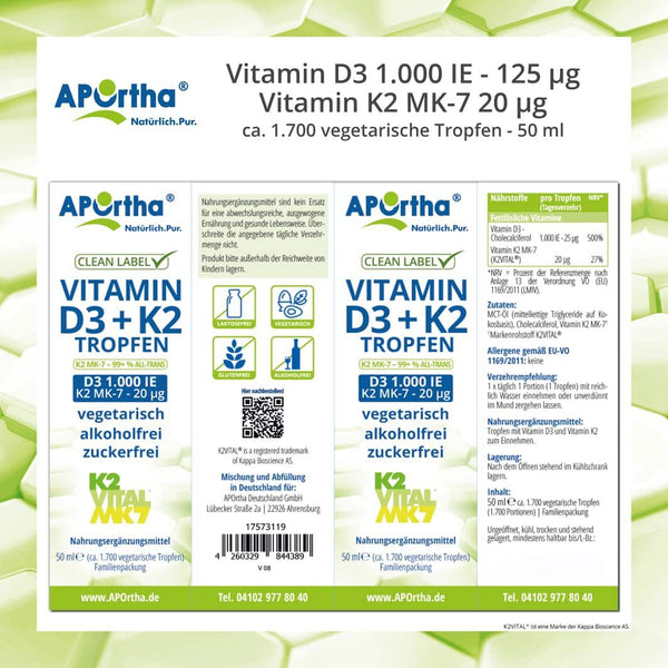 VITAMIN D3 1,000 IU + Vitamin K2 VITAL 20 μg Drops