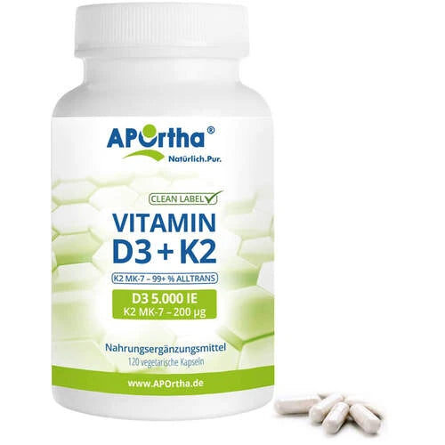 Vitamin D3 5,000 IU+K2 MK-7 200 mg vegetarian capsules