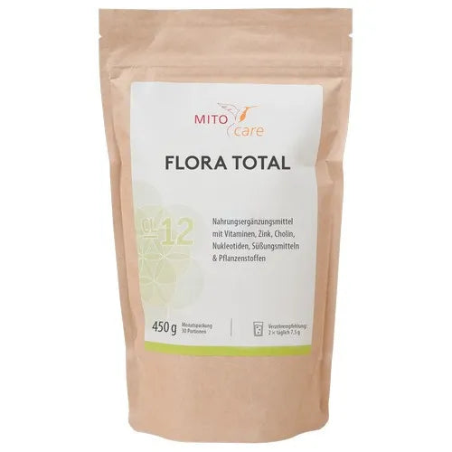 Vitamins, zinc, choline, nucleotides, plants FLORA Total powder