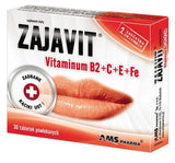 Zajavit Vitamin B2 + C + E + Fe x 30 tablets, riboflavin migraine