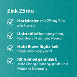 Zinc 25 mg immune system plus high dose + vegan capsules