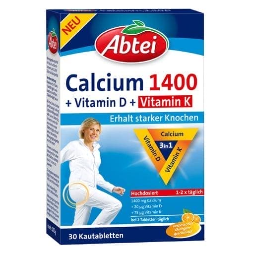 ABBEI Calcium 1400+Vitamin D3+K chewable tablets UK