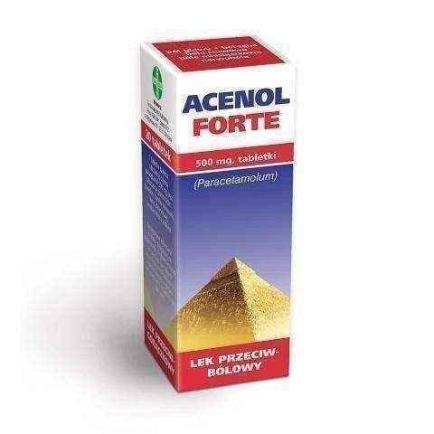ACENOL FORTE 0.5 g x 20 tablets, analgesics, paracetamol 500 mg UK