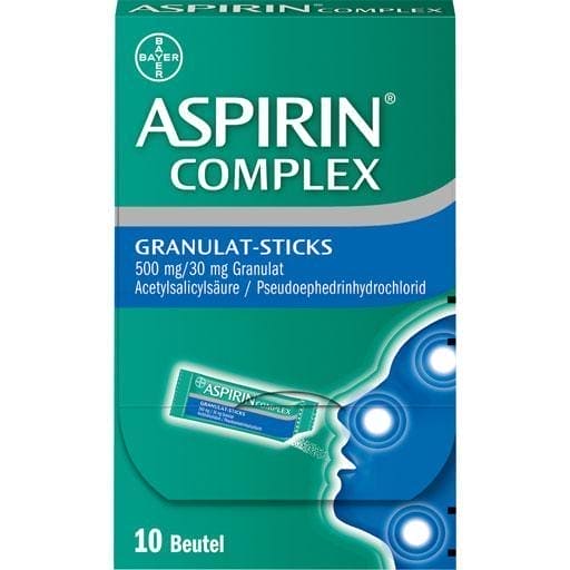Acetylsalicylic acid, pseudoephedrine, ASPIRIN Complex Granulate Sticks, Granules UK