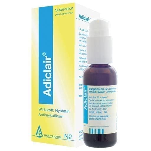 ADICLAIR Nystatin oral suspension dosing pump 48 ml Candida infection UK