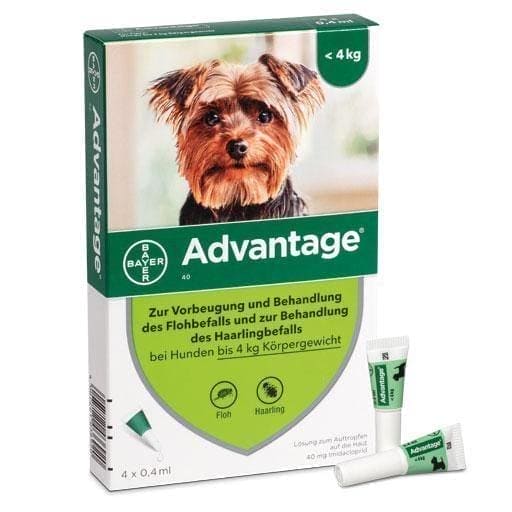 ADVANTAGE 40 imidacloprid for dogs up to 4 kg UK