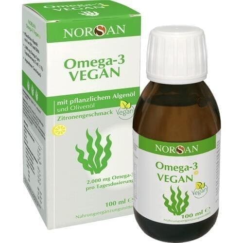 Algae oil, olive oil, NORSAN Omega-3 vegan liquid UK