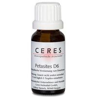 Allergic rhinitis, asthma, bladder spasms, gastric ulcers, Petasites D 6 Dilution, CERES UK