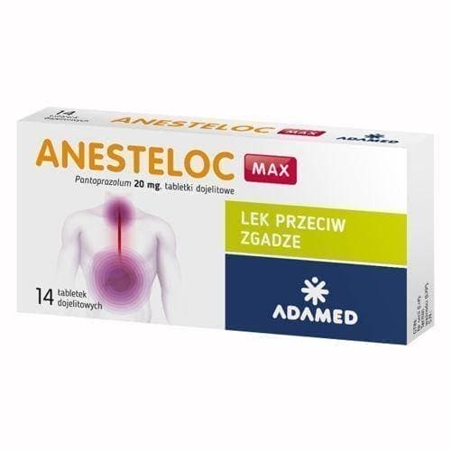 ANESTELOC Max 20mg x 14 pills, treatment of reflux, regurgitation, heartburn UK