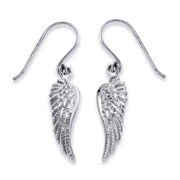 Angel Wing Drop Earrings in .925 Sterling Silver Tailored UK