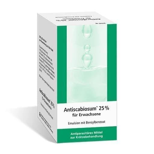 ANTISCABIOSUM 25% emulsion 200 g scabies rash, treatment UK