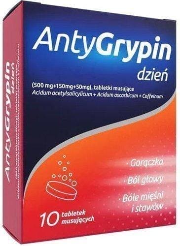 AntyGrypin Day Paracetamol x 10 effervescent tablets UK