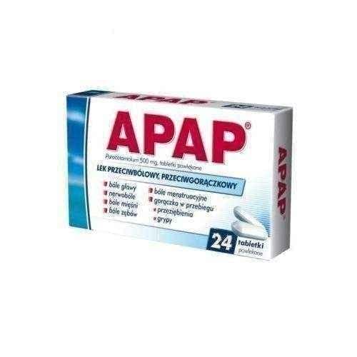 APAP tablets of 0.5 x 24 paracetamol 500mg, analgesic, antipyretic UK