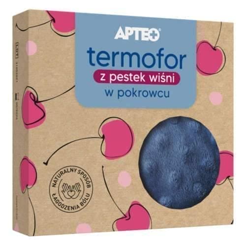 Apteo Cherry seed hot water bottle in a cover blue UK