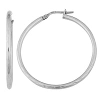 Argento Italia Rhodium-plated Sterling Silver Diamond-cut Round Hoop Earrings UK