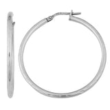 Argento Italia Rhodium-plated Sterling Silver Diamond-cut Round Hoop Earrings UK