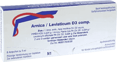 ARNICA montana, LEVISTICUM, Apis mellifica ampoules UK