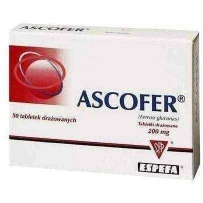 ASCOFER iron deficiency, anemia treatment x 50 dragees UK