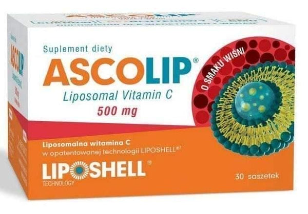 Ascolip Liposomal Vitamin C 500mg cherry flavor x 30 sachets UK